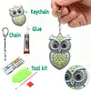 1 Porte-cl&eacute;s DIY 3D en diamant de hibou jaune avec boucle en homard Porte-cl&eacute;s en diamant double face avec cha&icirc;ne de cristal &agrave; strass en mosa&iuml;que de diamants cadeau unique fait main