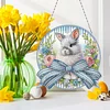 Easter Bunny DIY 2D Flat Acrylic Double Sided Diamond Painting Hanging Pendant