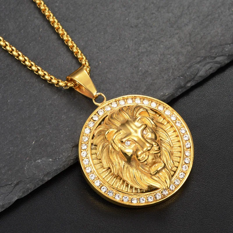 Gold Lion Medallion Pendant