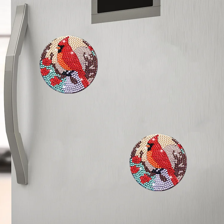4PCS Cardinal Diamond Painting Magnet Refrigerator Diamond Art Magnets  Decals