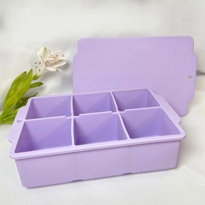 Silicone Large Ice Cube Mold Household Quick Frozen Ice Box Large Size With Lid 6 Holes Square Ice Cube Mold