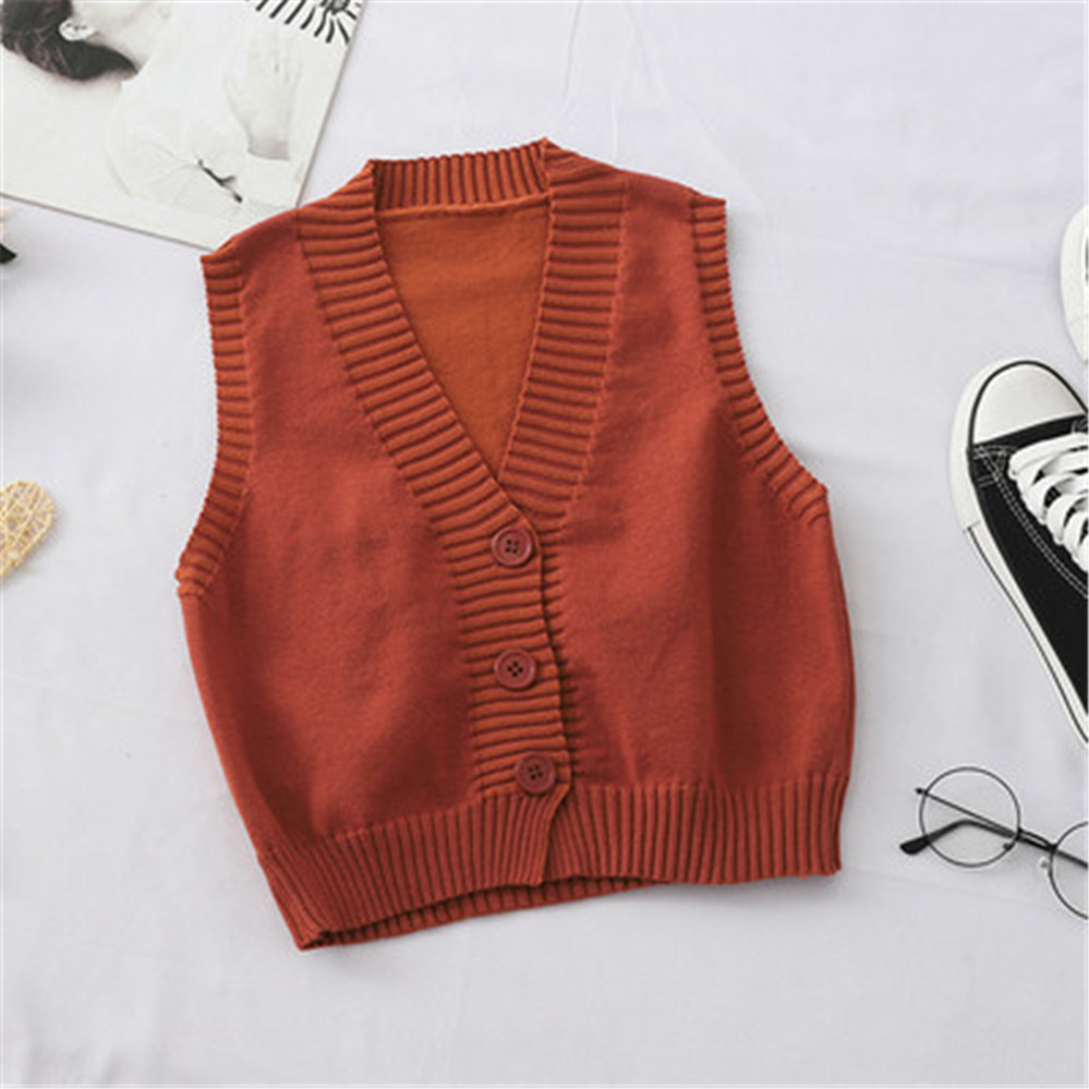 Ballifyex 2020 Women Casual Sweater Vest Sleeveless Waistcoat Knitted Vest For Women Spring Autumn Sleeveless Jacket With Button Top Z3409