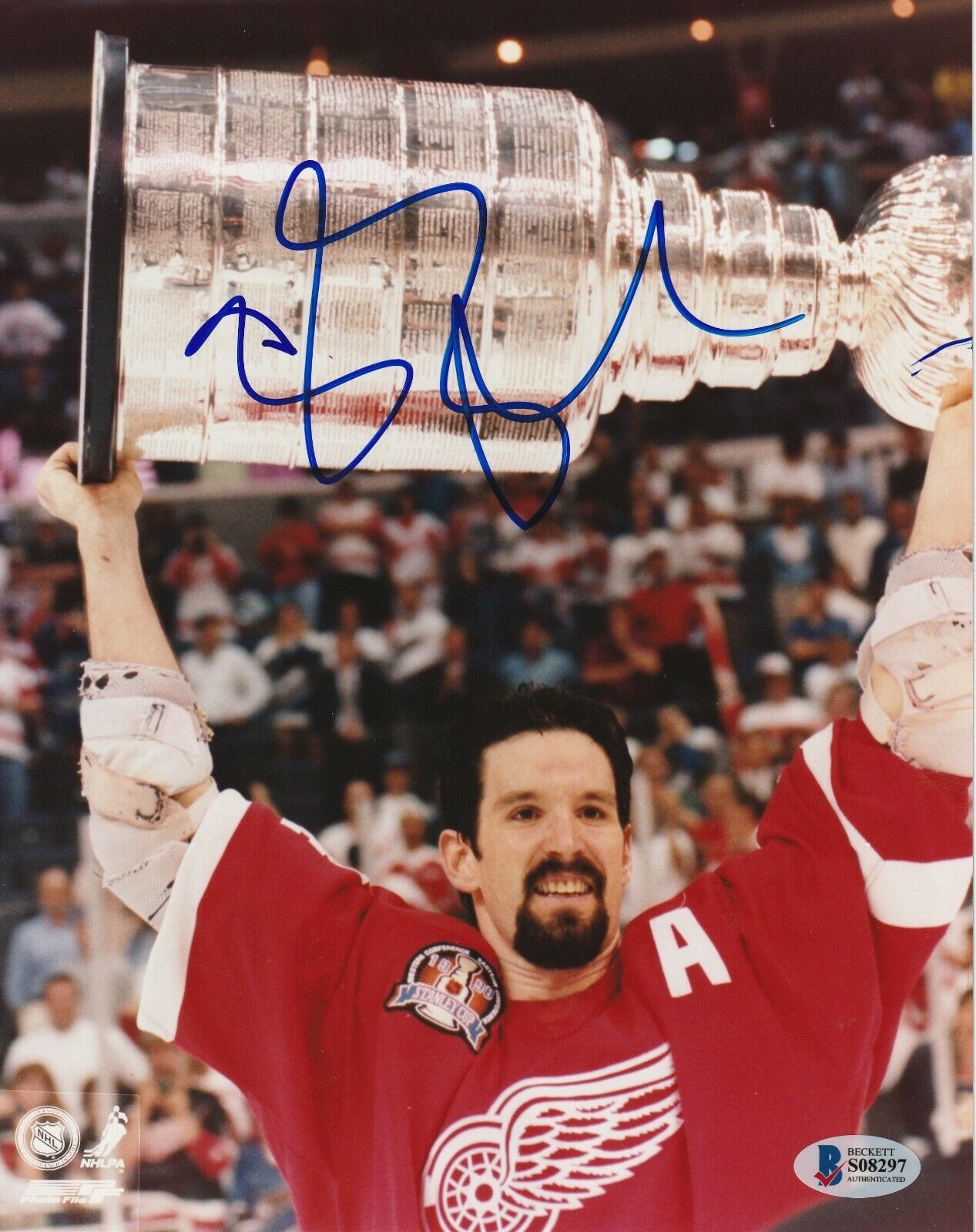 BRENDAN SHANAHAN Signed RED WINGS STANLEY CUP 8x10 Photo Poster painting w/ Beckett COA