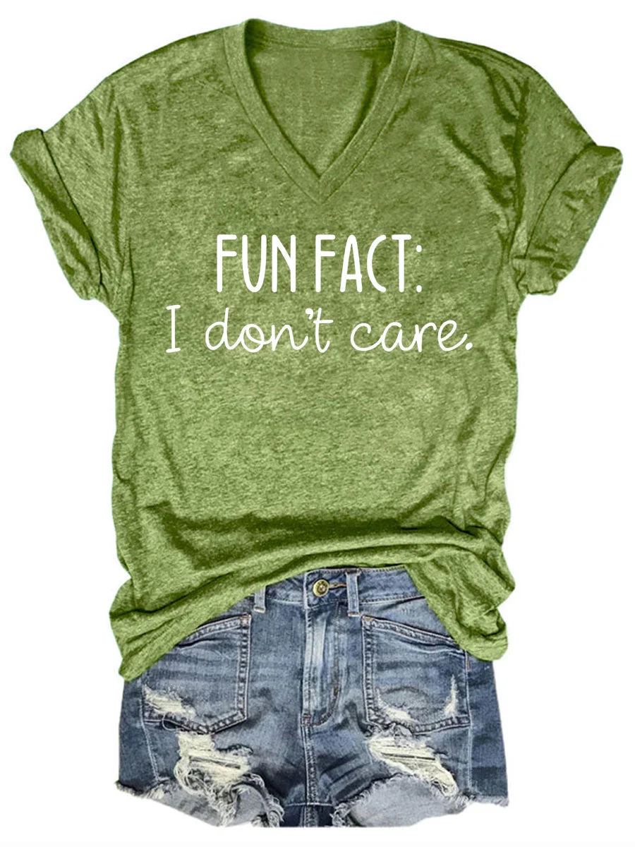 Fun Fact I Don't Care V-neck T-shirt
