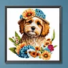 Diamond Painting -5D Full Round Drill Flower Cluster Dog