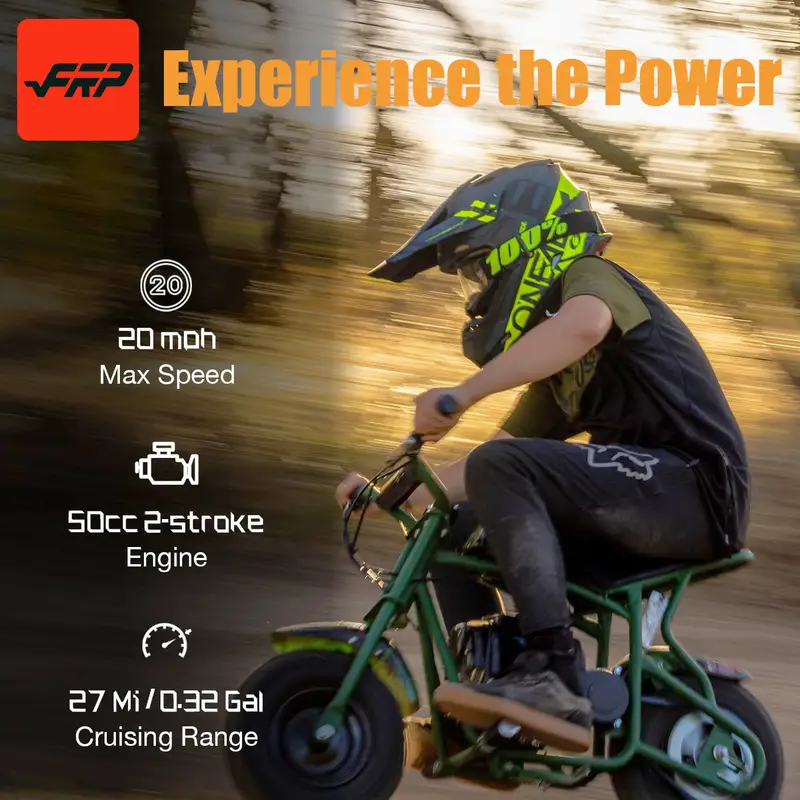 frp db003 50cc 2 冲程迷你越野车迷你自行车汽油动力越野车越野车迷你自行车汽油摩托车 165 磅最高时速 20 英里/小时详情 5