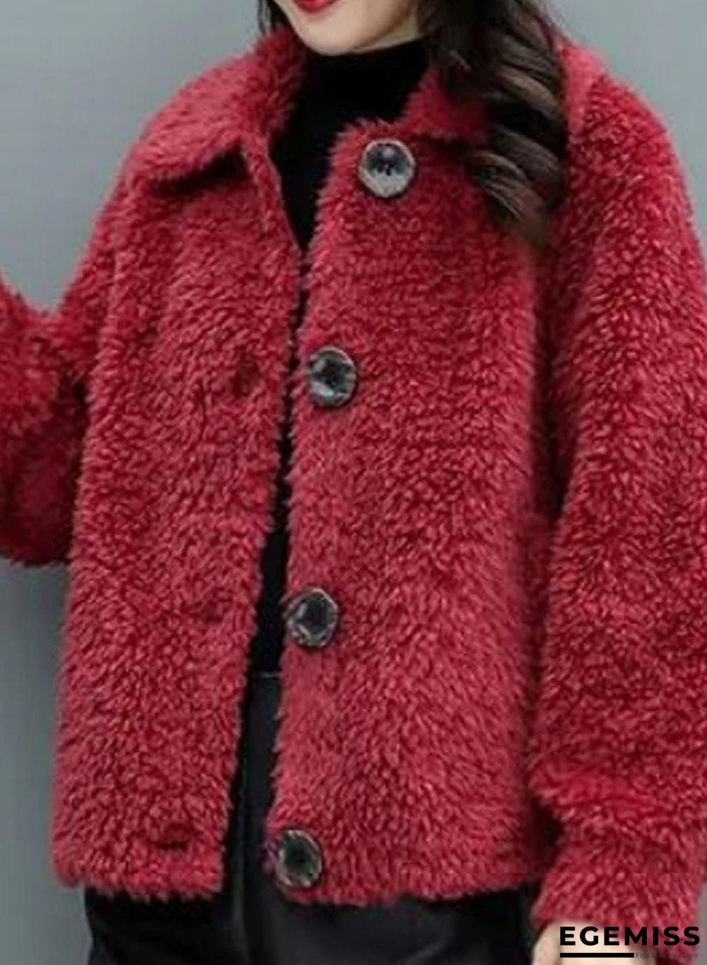 Pure Color Women Short Lamb Hair Loose Fur Coat | EGEMISS