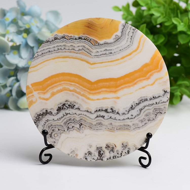 5.5" Orange Calcite Plate Free Form with Stand