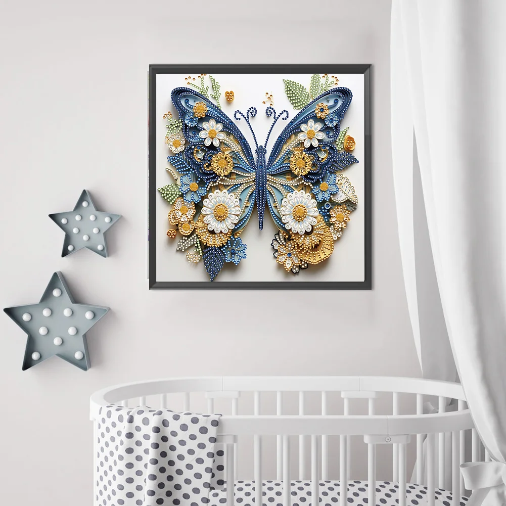 Diamond Painting - Partial Special Shaped Drill - Butterfly(Canvas|30*30cm)