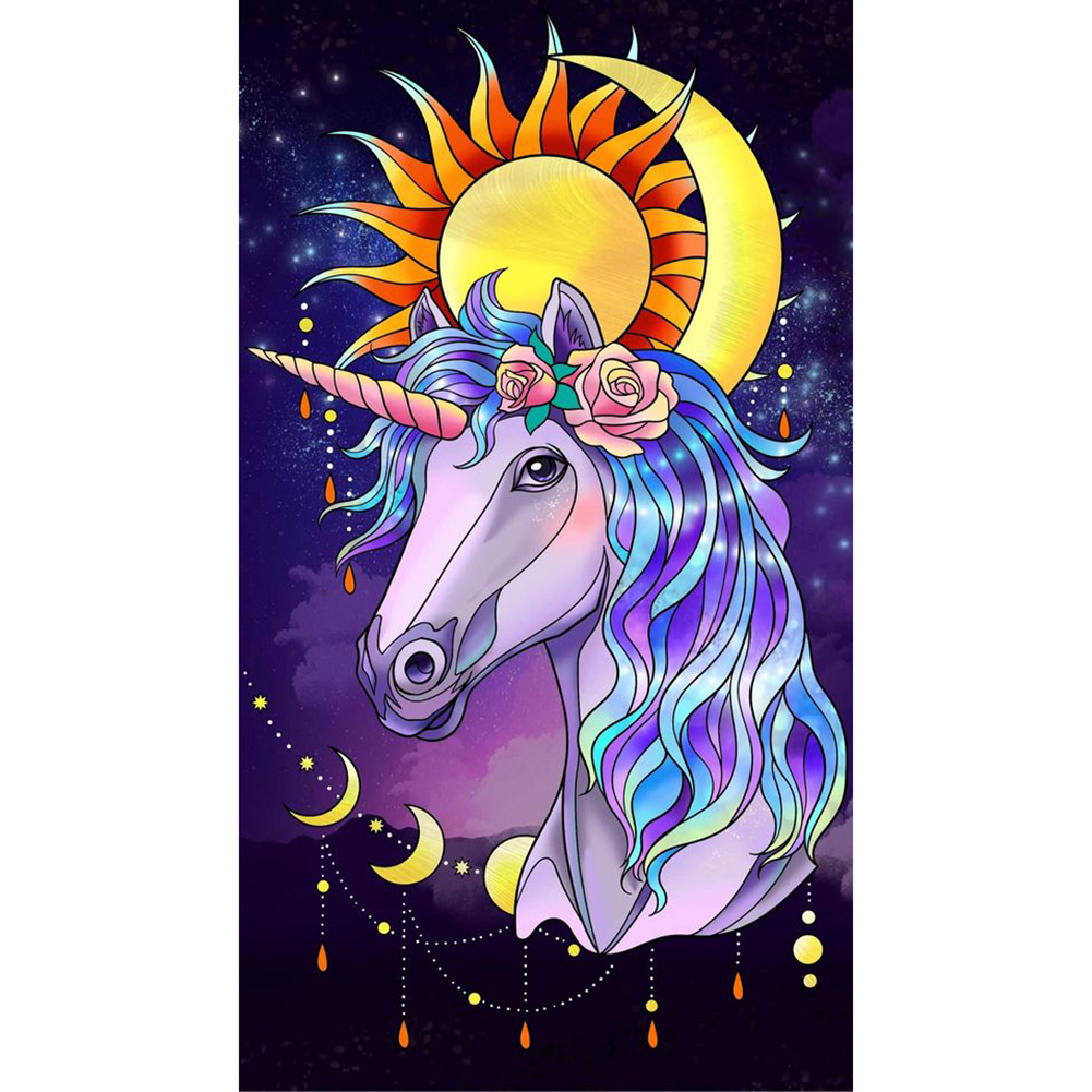 

30*60CM - Round Drill Diamond Painting - Moon Horse, 501 Original