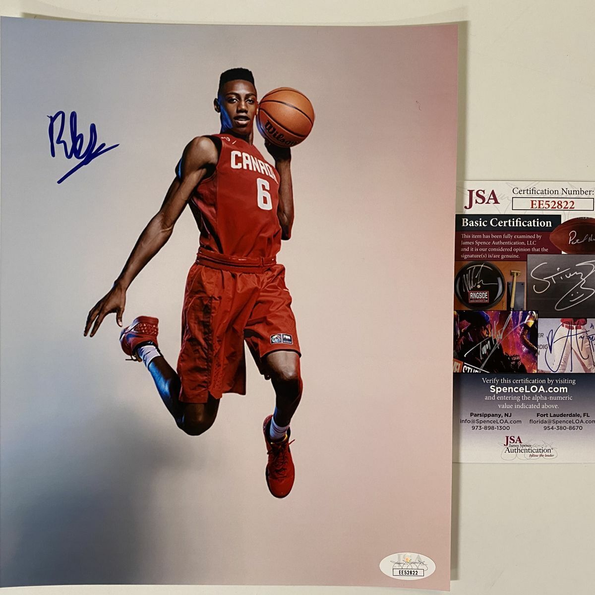 Autographed/Signed RJ R.J. BARRETT Canada New York Knicks 8x10 Photo Poster painting JSA COA