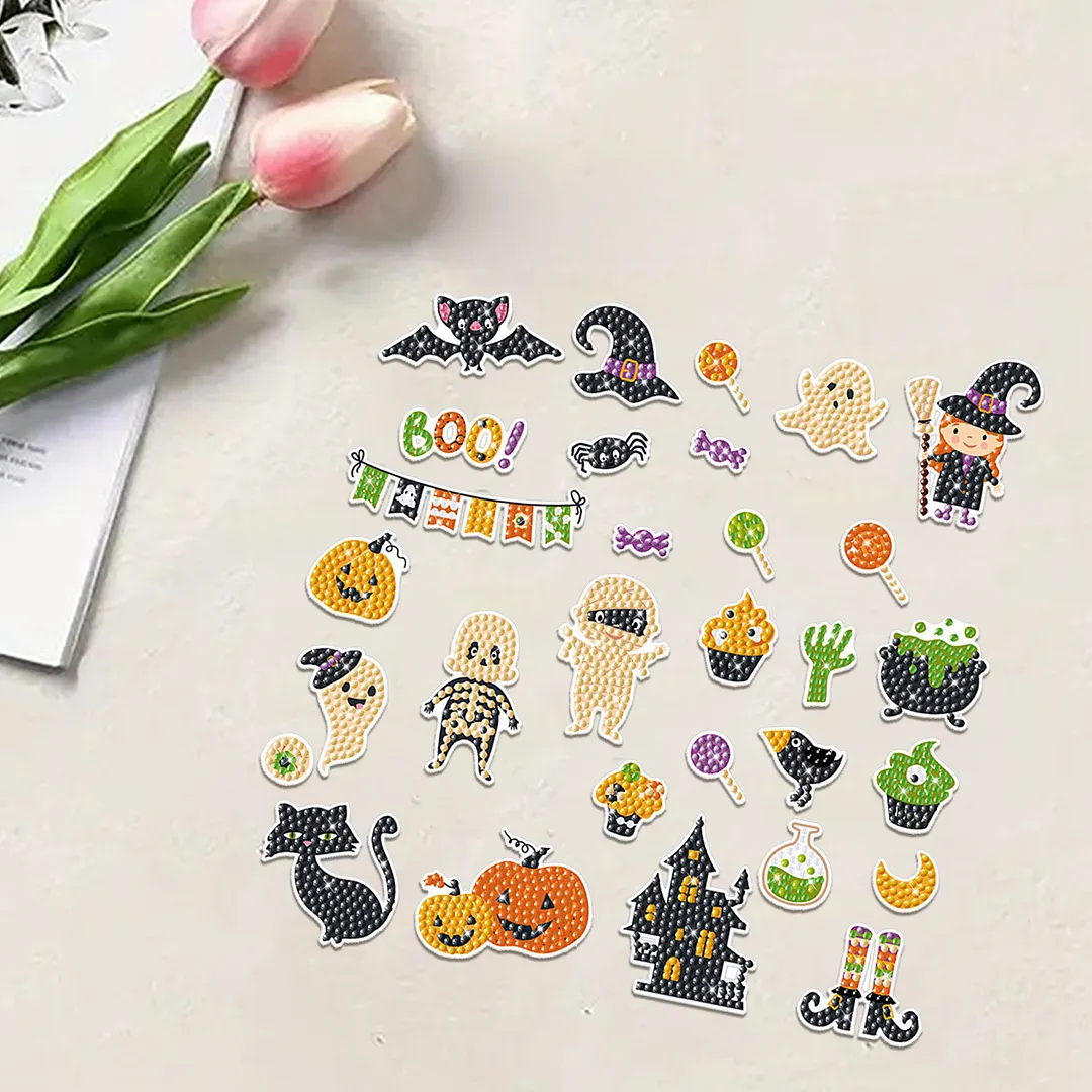 DIY Diamond Painting Sticker Diamond Art Stickers Arts and Crafts Decorative Diamond Stickers for Birthday Party Halloween Christmas Gifts (Halloween Witch House)