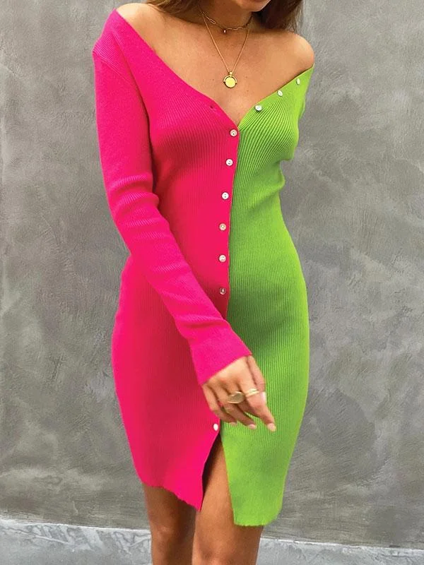 Matching color button dress
