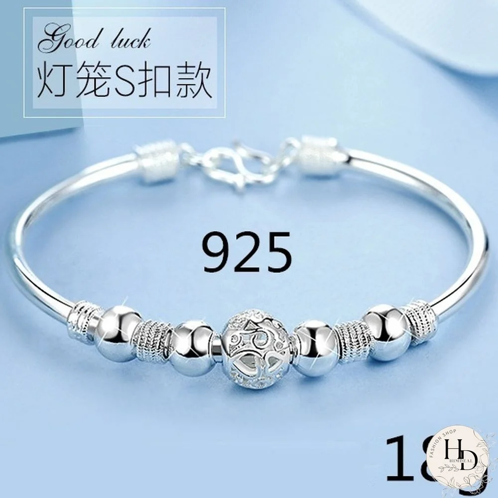 Women's 925 Sterling Silver Transfer Bead Bracelet Fashion Jewelry (Size: A, B, C)