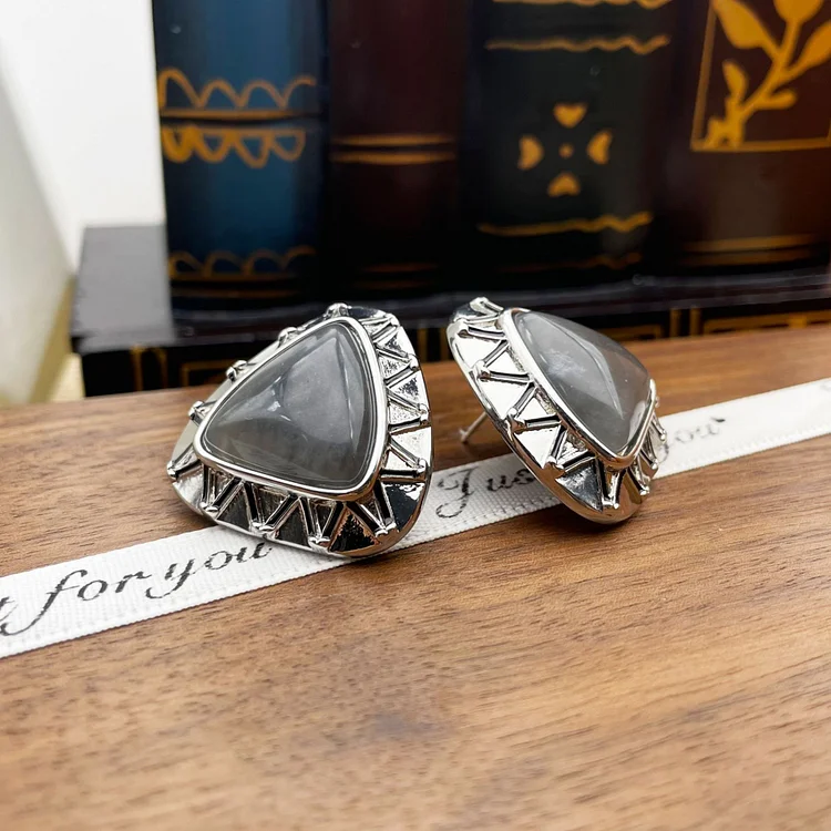 Natural Stone Geometry Middle Age Earrings