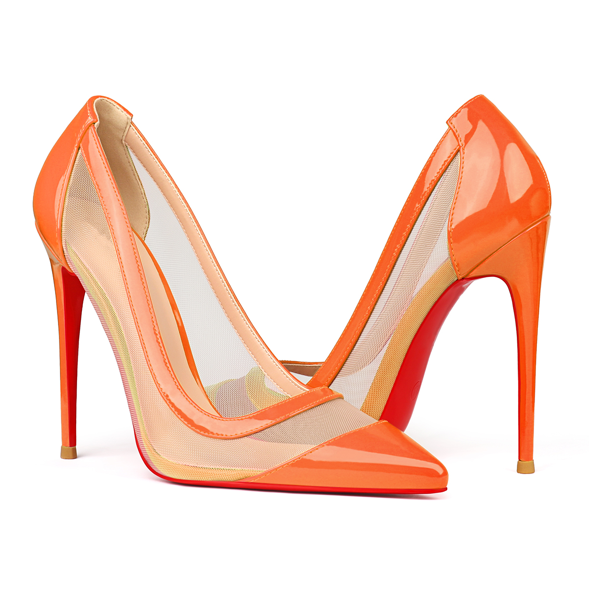 100mm/120mm Women's Breathable Mesh Pointed Toe Red Bottom High Heel Sandals Pumps-MERUMOTE