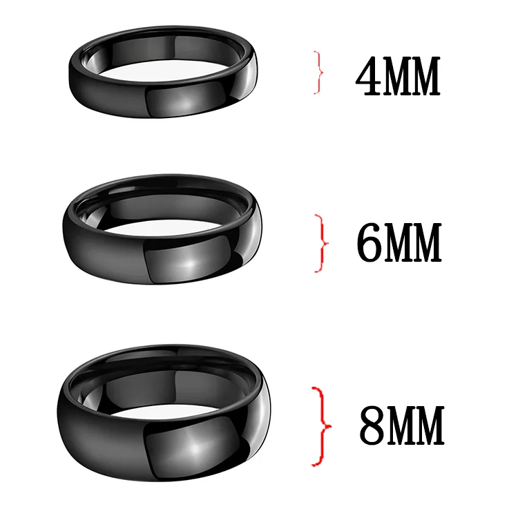 4MM 6MM 8MM Width Black Capricorn Tungsten Carbide Rings Prints Laser Design Domed Top Tungsten Wedding Band