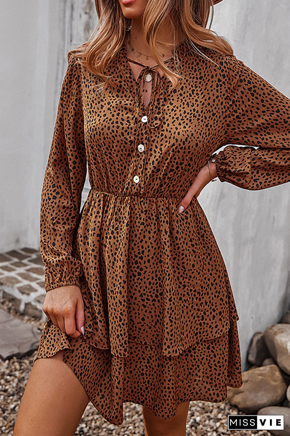 Elegant Print Split Joint Frenulum V Neck A Line Dresses