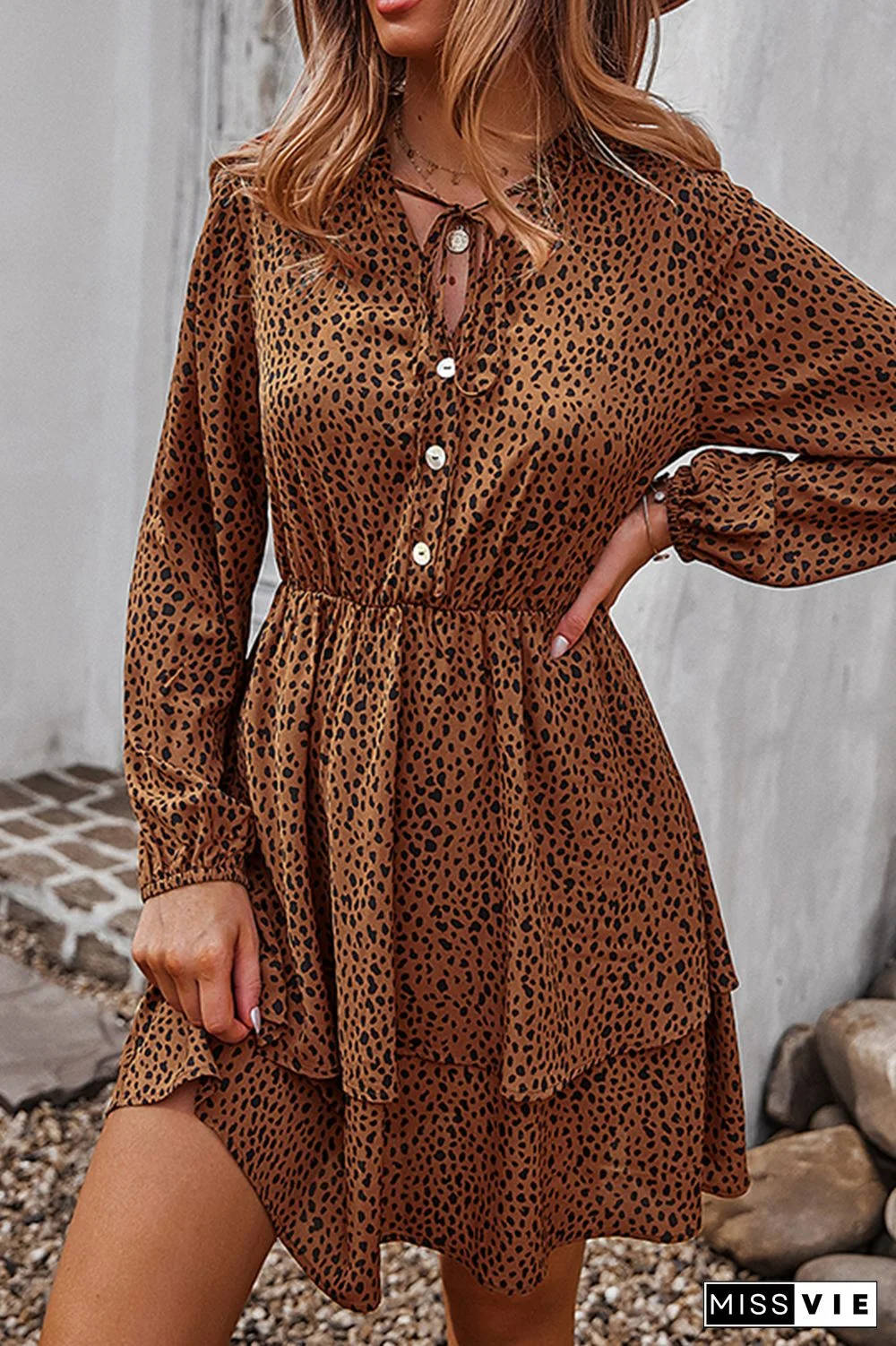 Elegant Print Split Joint Frenulum V Neck A Line Dresses