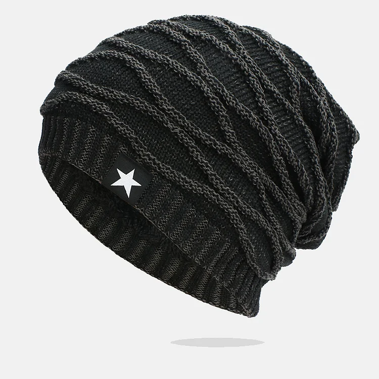 Men's Textured Knitted Thermal Fleece Lined Slouchy Beanie Hat Caps