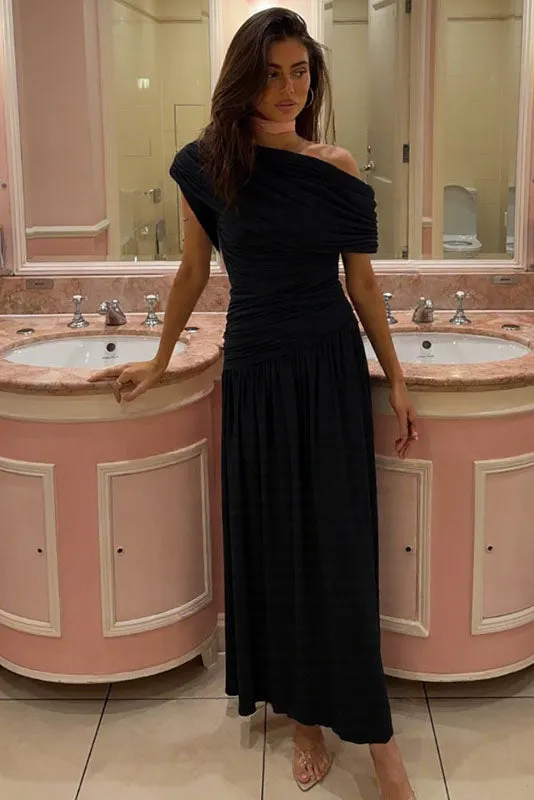 Asymmetric Cutout Evening Maxi Dress