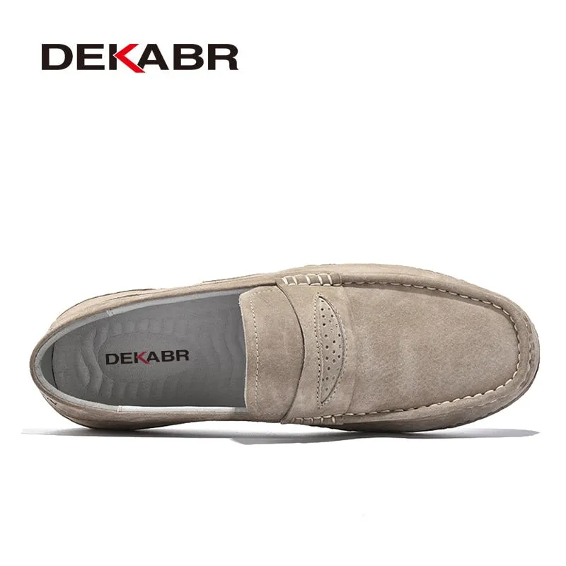 DEKABR Summer Men Casual Shoes Luxury Brand Genuine Leather Men Loafers Moccasins Breathable Slip on Italian Style Driving Shoes
