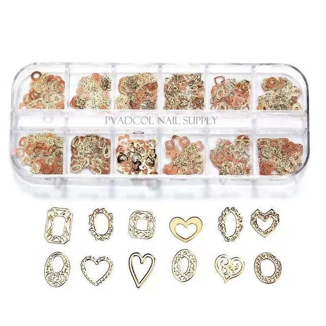12pcs Nail Art Charm 3D Alloy Gold Constellation Letters Shape Crystal Rhinestone Press On Tips Decoration-Nail Inspo