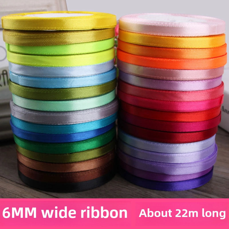 6mm Wide Ribbon Red Ribbon Fabric Ribbon 6mm Packaging Woven Hair Ribbon Thin Ribbon Headwear Hair Accessories Gold Line Ribbon