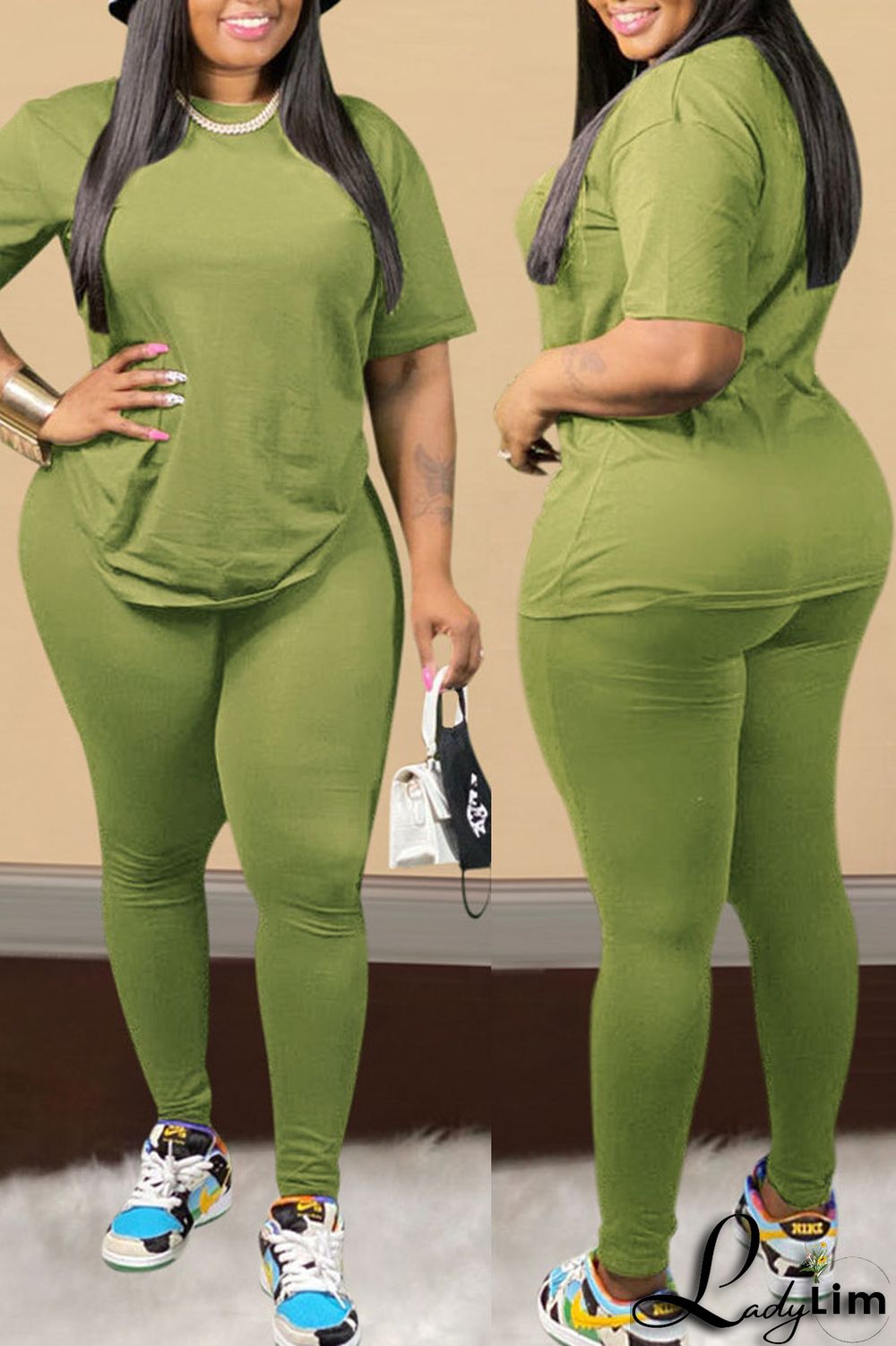 Black Sexy Solid Split Joint O Neck Plus Size