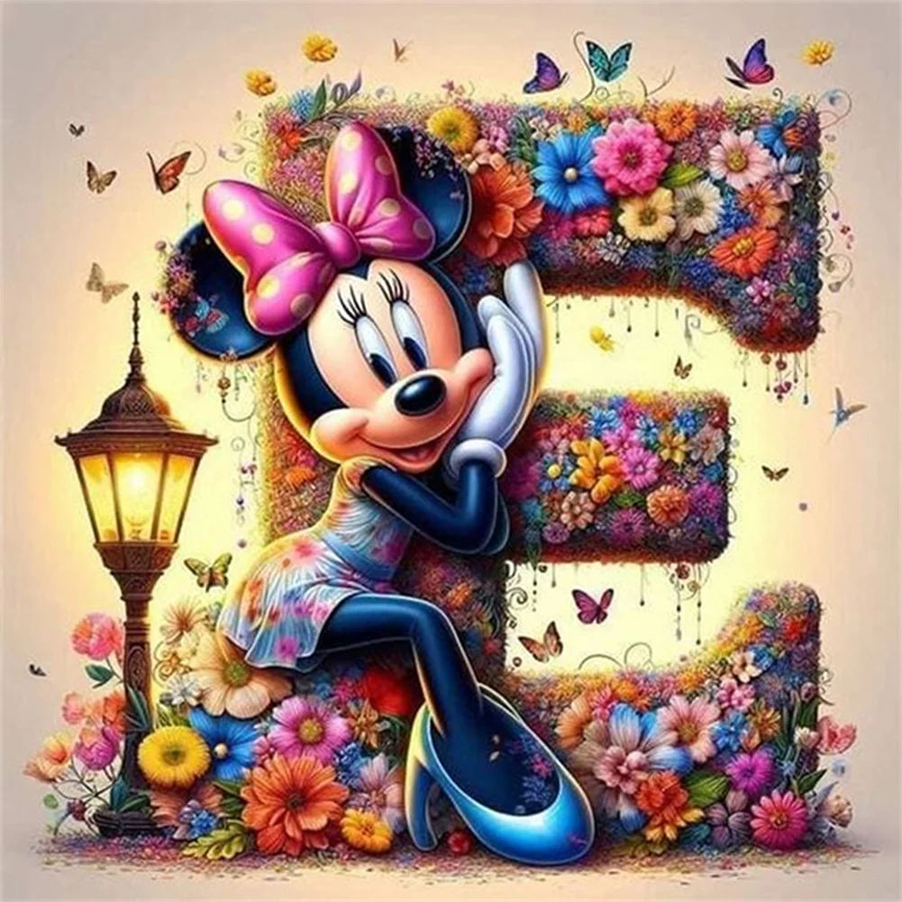 Partial AB Diamond Painting - Full Round Drill - Mickey Minnie Letters(Canvas|35*35cm)