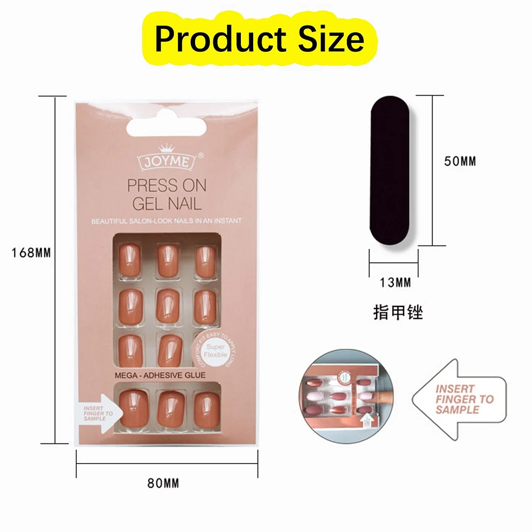 24Pcs Nails Art Fake Nail Tips False Press on Coffin with Glue Stick Designs Clear Display Short Set Full Cover Artificial Squar-Nail Inspo