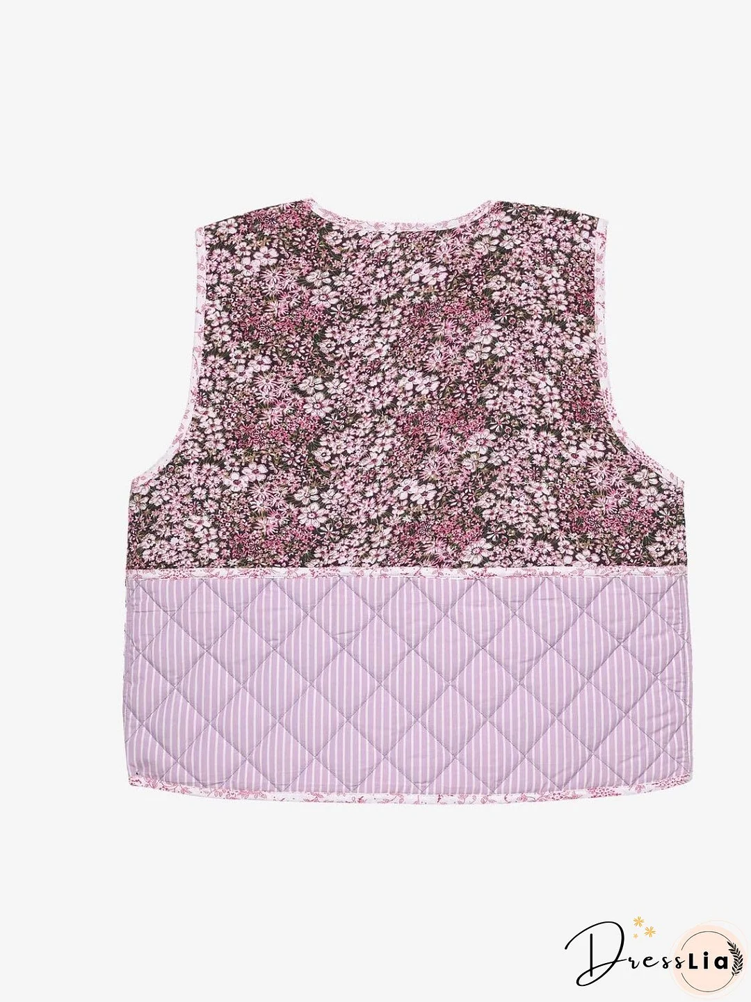 Tied Patchwork V-Neck Vest Coat