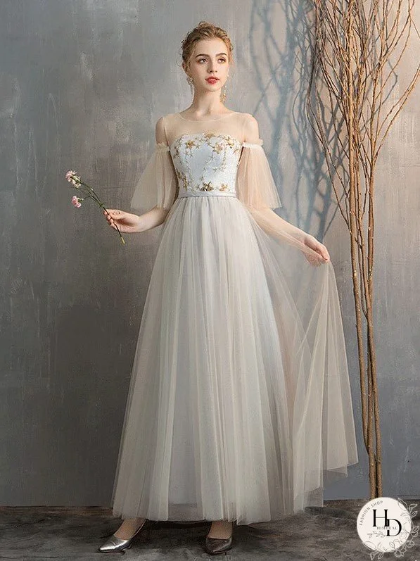 Gray Fairy Temperament Banquet Evening Dress Bridesmaid Dress