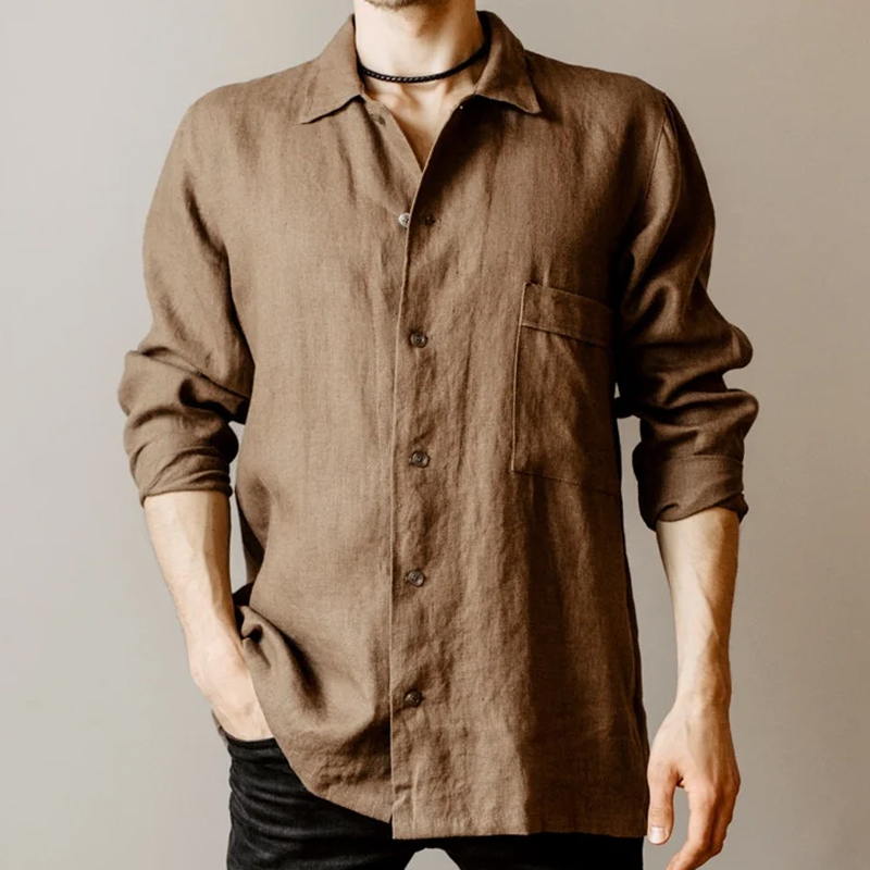 Men's Classic Linen Button-Down Shirt