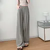Gioiacombo&trade; Pantaloni estivi a gamba larga in vita elastica leggera da donna