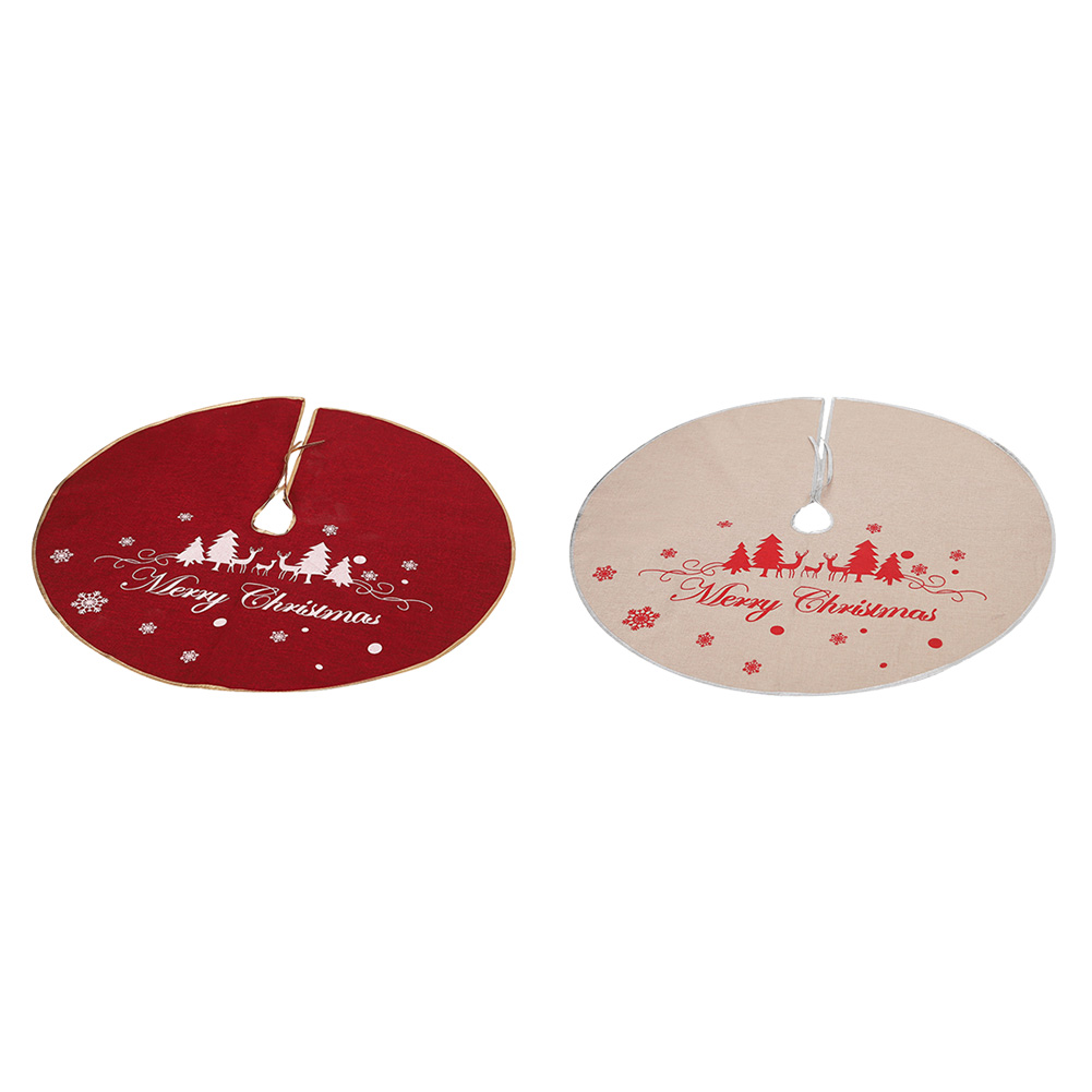 

Merry Christmas Snowflake Tree Skirt Linen Printed Christmas Tree Apron DIY, 501 Original