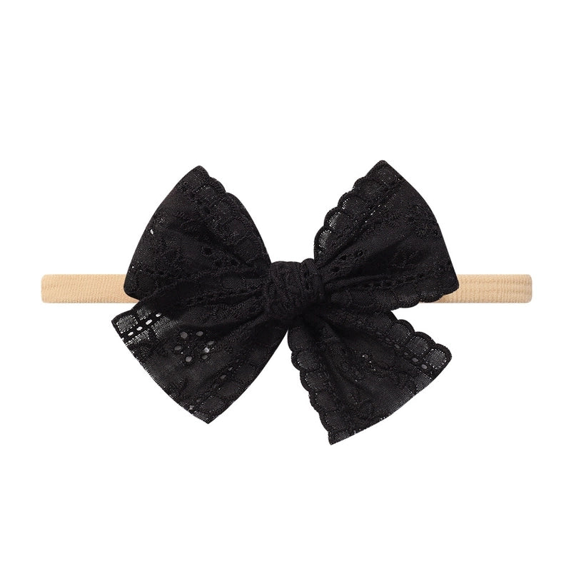 Baby Lace Hollow Soft Elasticity Traceless Hair Band Baby Bow Headband Princess Hair Accessories 3674