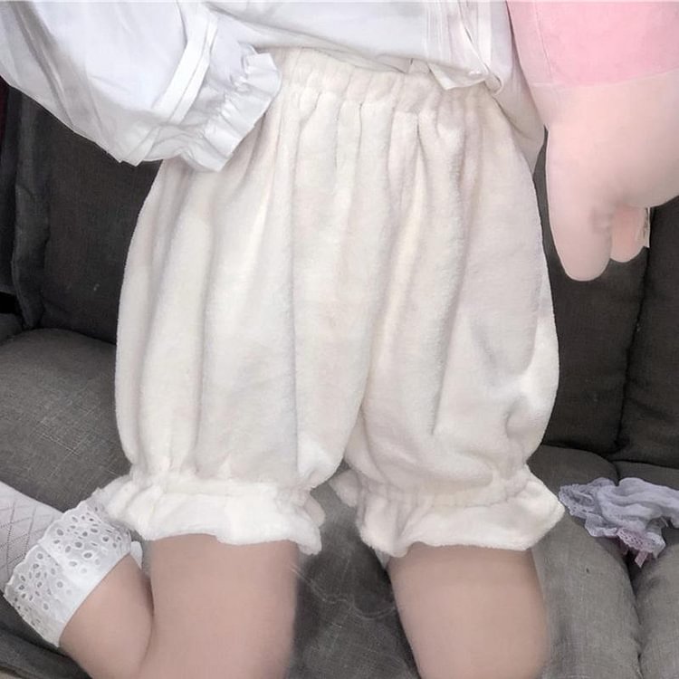 Lolita Ruffle Plush Lace Shorts - Modakawa Modakawa