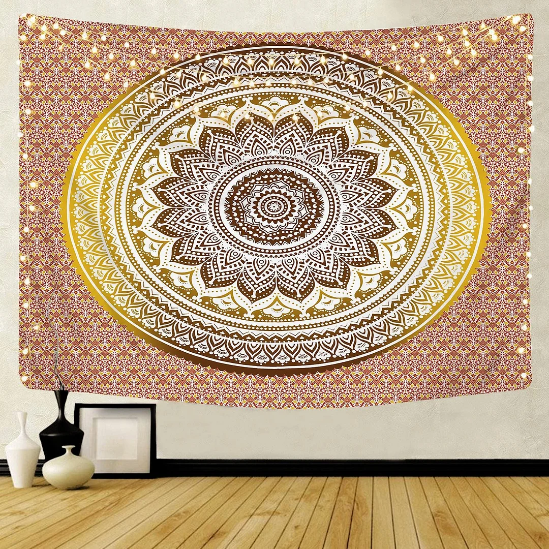 Large Mandala Pattern Indian Tapestry Wall Hanging Decoration Bohemian Beach Towel Polyester Thin Blanket Yoga Shawl Travel Mat