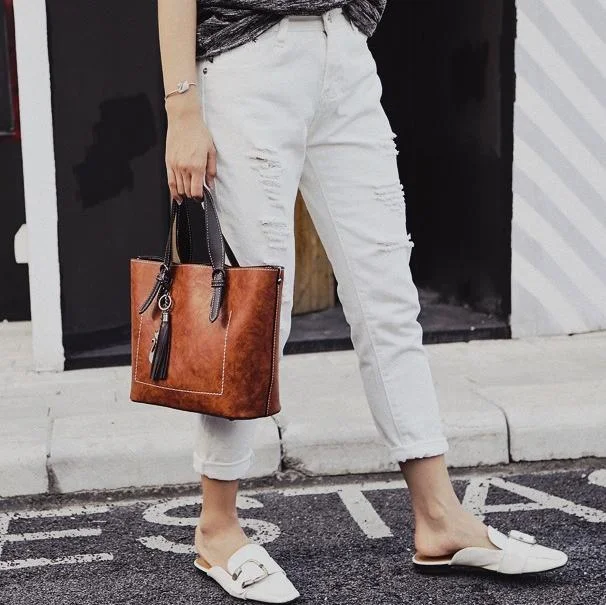 Ladies retro handbag wild large-capacity bucket bag retro single shoulder messenger bag