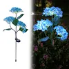 Solar LED Hydrangea Flower Light 10H Lighting Time Ground Plug Flower Light for Garden Pathway Patio Backyard Landscape Decor