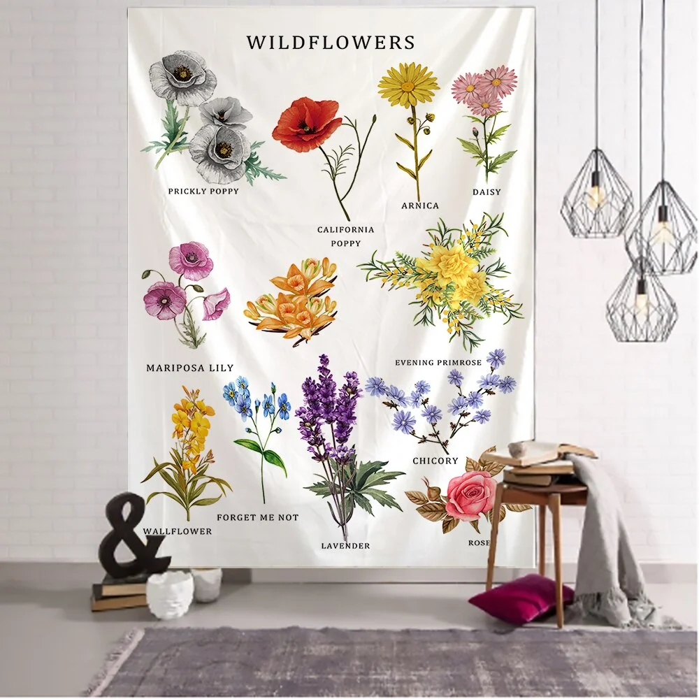 FlowerTapestryTapestryWallHangingDecorHomeRoomWitchcraftHippieMandalaAstrologyWallpaperBedroomDORMTarotSunMoonCustomTarot Sun