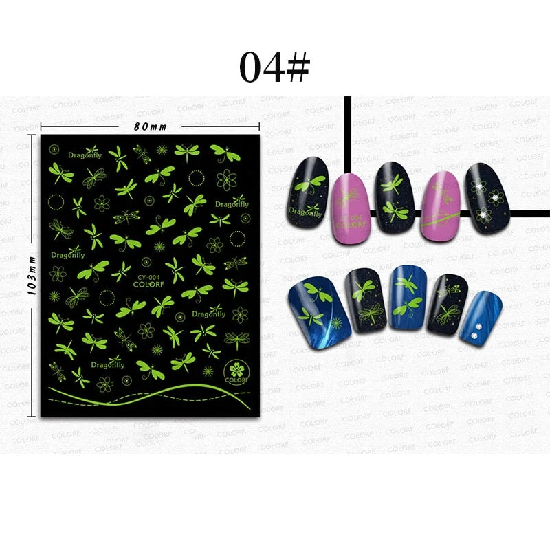 1 Sheet 3D Halloween Nail Sticker Christmas Skull Bone Snake Butterfly Maple Leaf Pattern Decals Manicures 3D Nail Decorations
