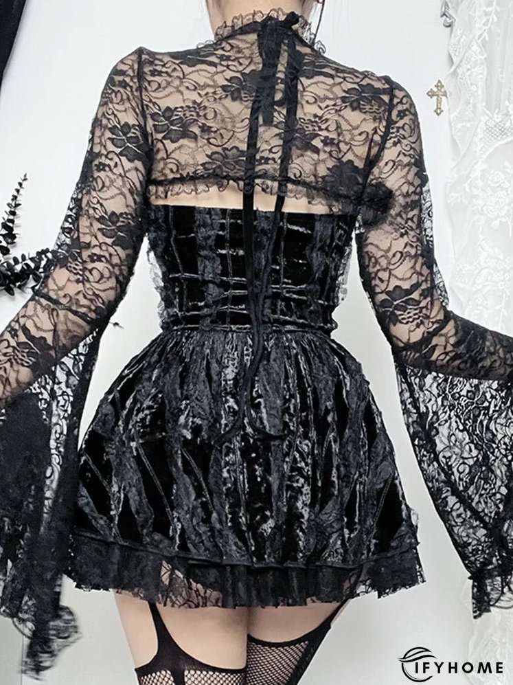 Gothic Draped Bodycon Mini Sleeveless Retro Velvet Halter V Neck Bandage Silky Cocktail Club Dress | IFYHOME