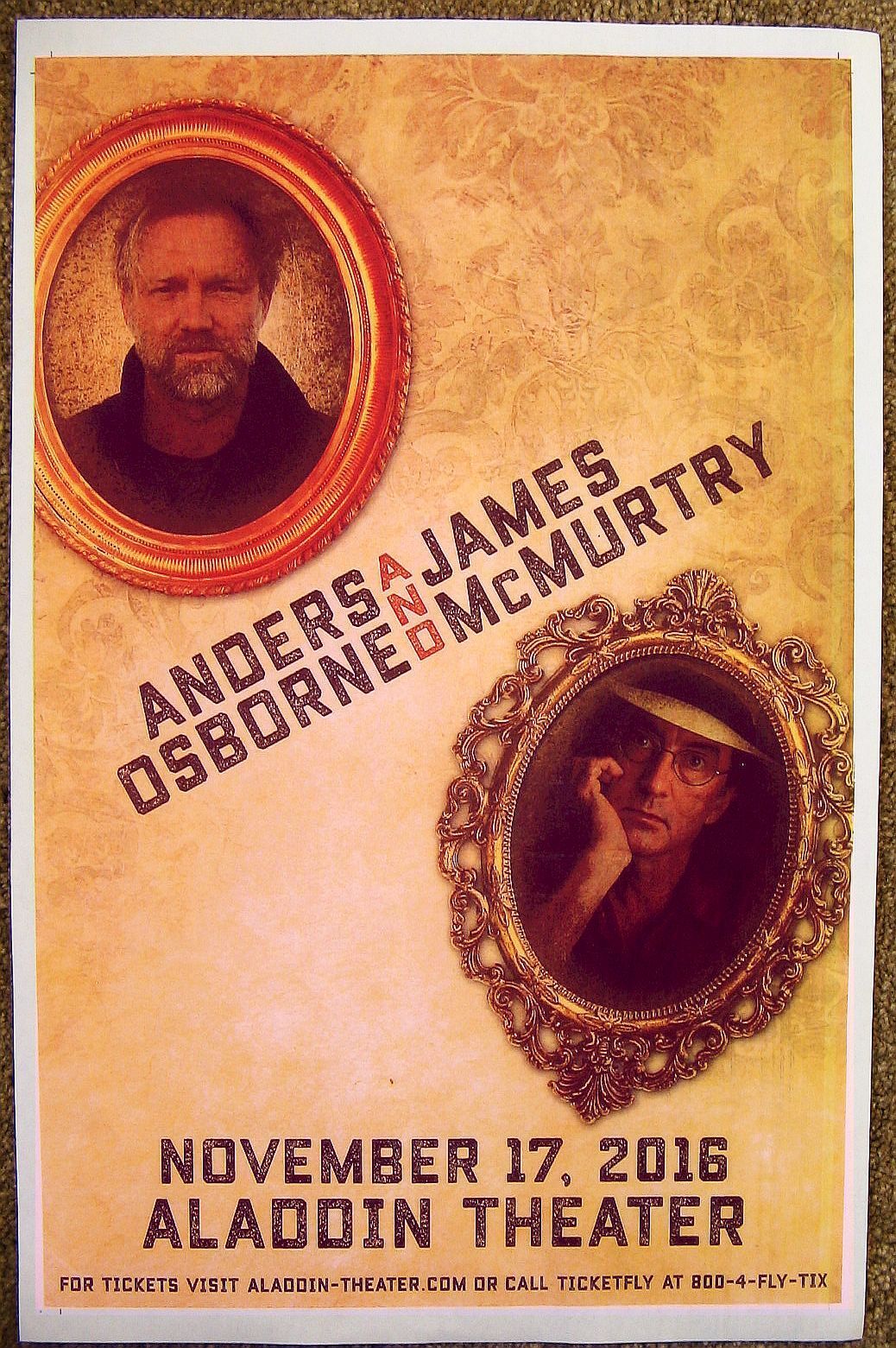 ANDERS OSBORNE & JAMES McMURTRY 2016 Gig POSTER Portland Oregon Concert