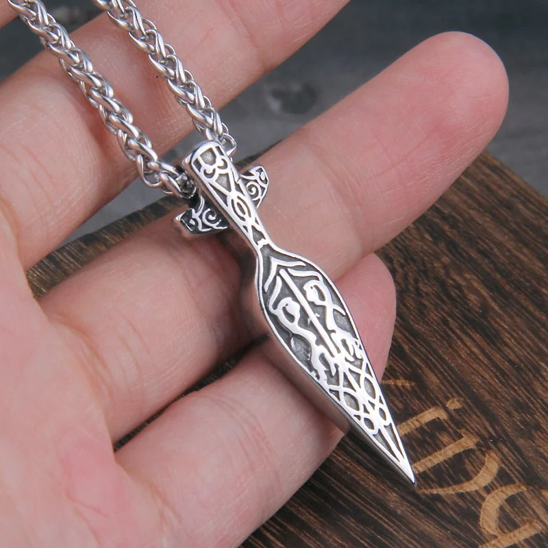 Christmas Gift Never Fade viking sword spear pendant necklace viking scandinavian norse viking necklace Men Stainless Steel gift
