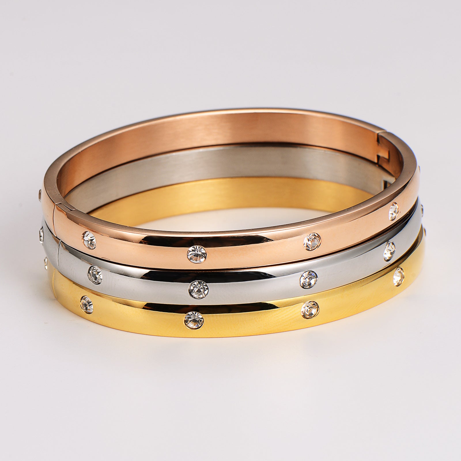 Expressive Tennis / Diamond Line Stainless Steel Electroplating Bangles