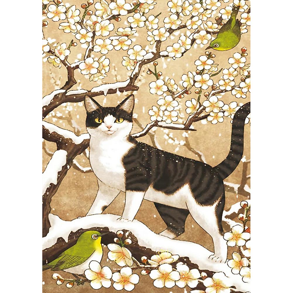 

Cat and Flower - Round Drill Diamond Painting - 30x40cm, 501 Original