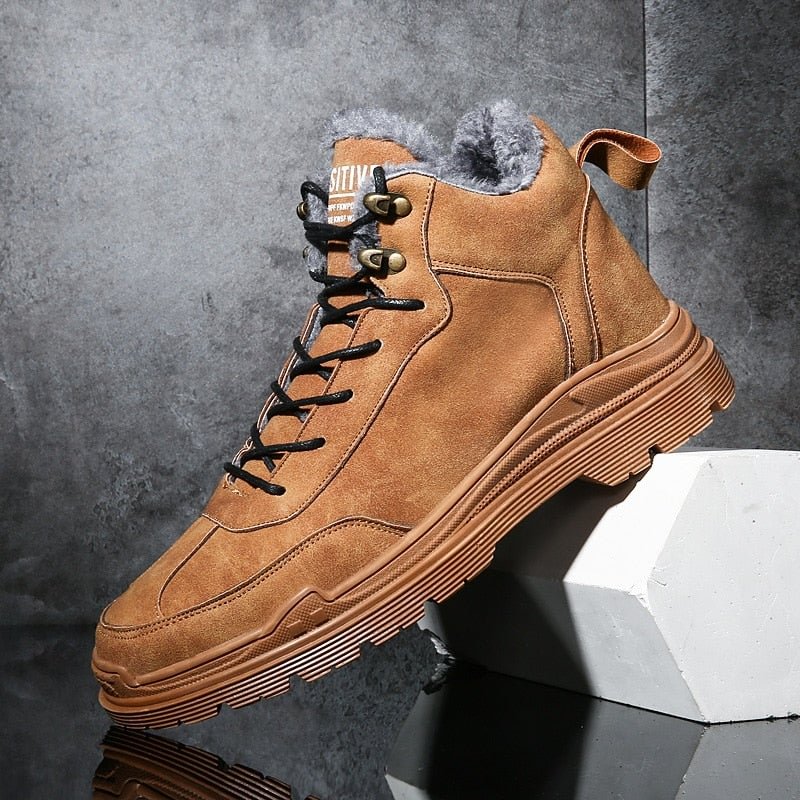 Nine o'clock High-top Men Casual Boots Winter Warm Lined Male Footwear Outdoor Stylish Anti-skid Sneakers Soft Comfort Lace-up