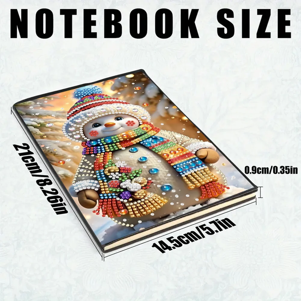 2pcs 50-Page A5 Snowman Diamond Painting Notebook for Adults Holiday Gift